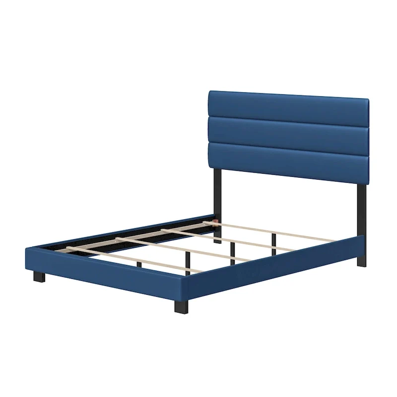 Upholstered Faux Leather Bed Frame with Headboard