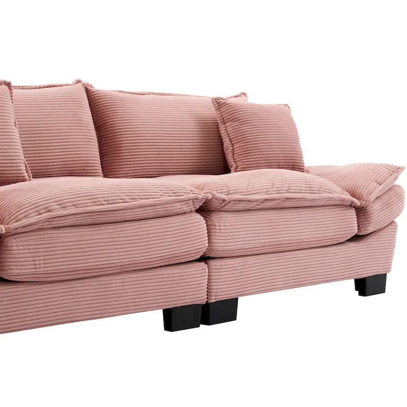 65.5 Upholstered 3-Seater Sofa Couch with Two Pillows and Sturdy Construction