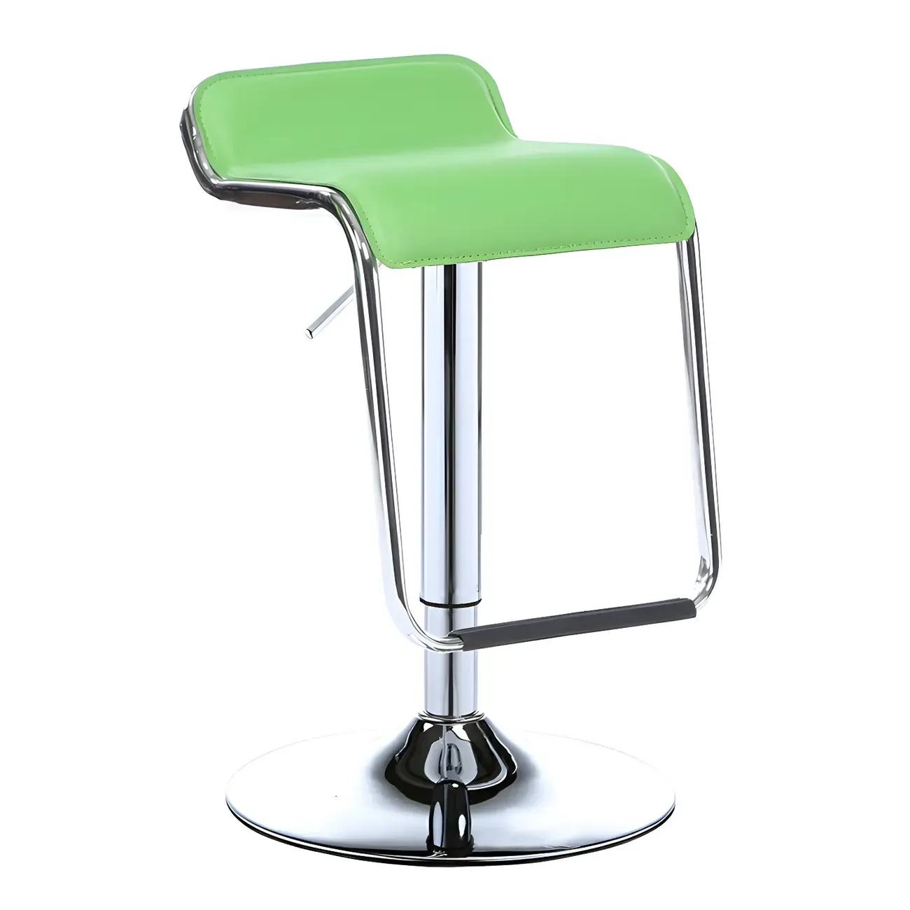 Modern Pedestal Swivel Bar Stool Adjustable Height Low Back Faux Leather