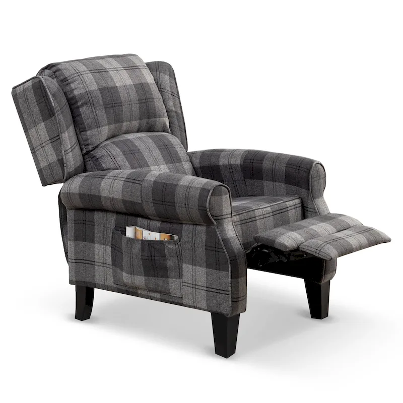 HOMYKA Polyested Upholstered Pushback Recliner Accent Chair Wingback Armchair