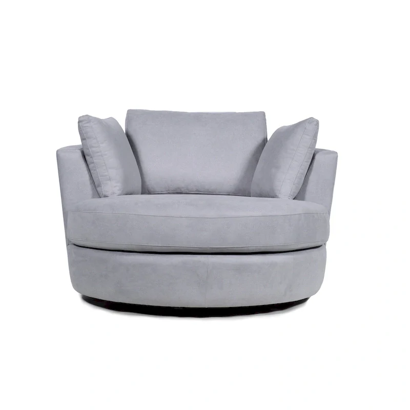 54 Wide Elegant Round Swivel Barrel Chair, Chair and a Half