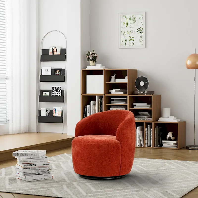 Ouyessir Accent Upholstered Round Velvet 360 Degree Swivel Sofa Chairs