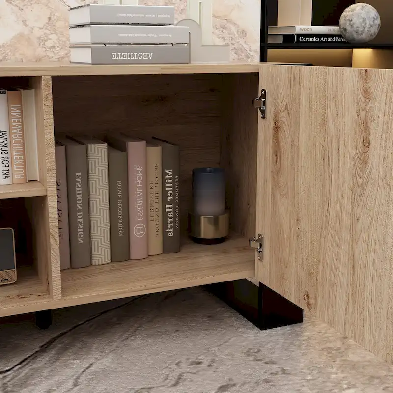 Luxurious TV Stand & Fireplace Combo Integrated LED Fireplace Features