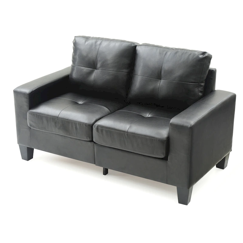 Newbury 58 in. W Flared Arm Faux Leather Straight Sofa - 32 L x 58 W x 36 H