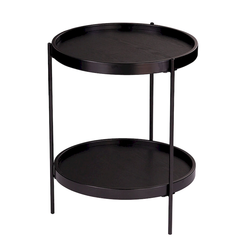 SEI Furniture Vaquero Round Modern Style w/ Shelf Wood Side Table