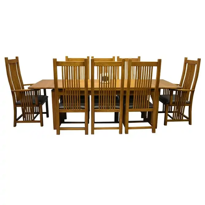 Mission Style Oak Stow Leaf Dining Table (2 Colors Available)