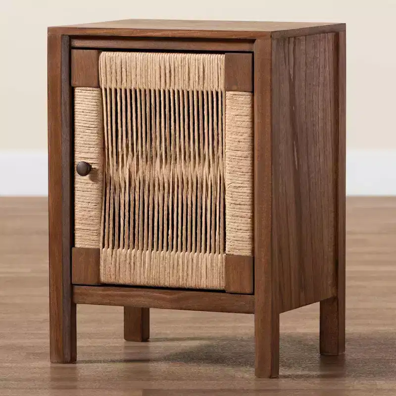 bali & pari Holitz Bayur Wood Nightstand Walnut Brown/Light Brown: 21.7" High, No Assembly Required