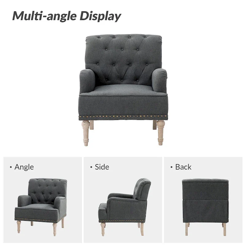 Geltrude Traditional Upholstered Accent Chair with Button Tufted Back Set of 2 by HULALA HOME