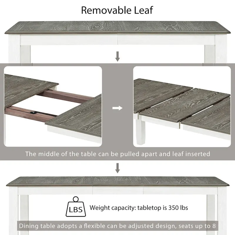 Nestfair Retro Style 7-Piece Dining Table Set with Extendable Table and 6 Upholstered Chairs
