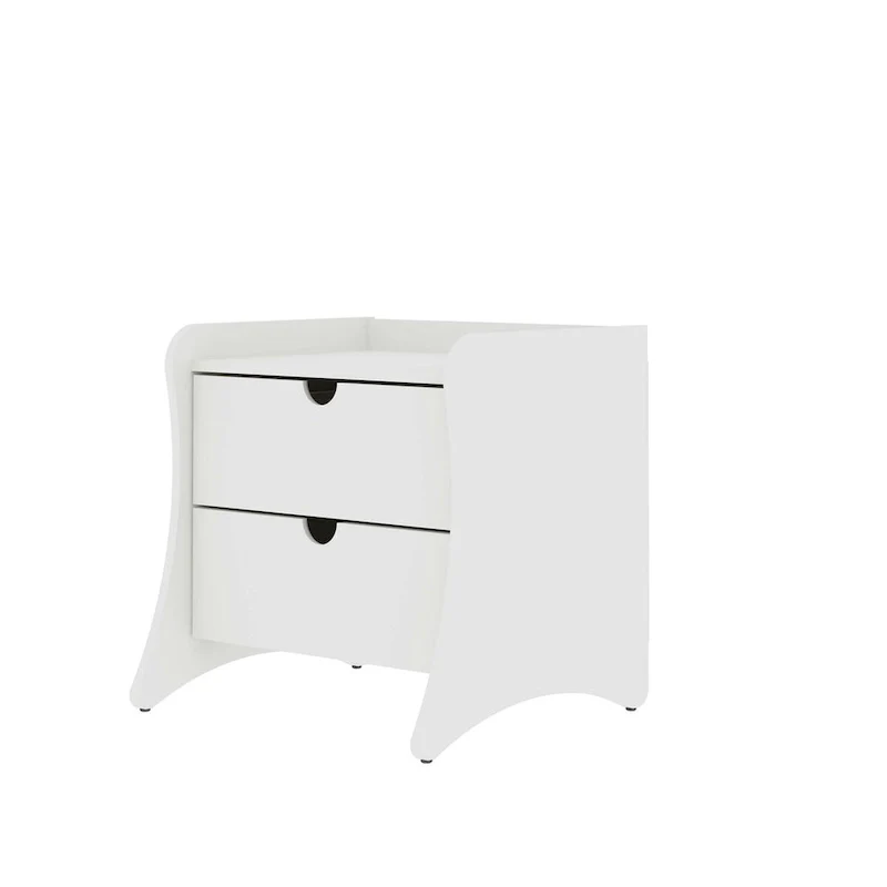 Mid-Century Modern 2-Drawer Nightstand, MDF, Curved Legs, 19.68