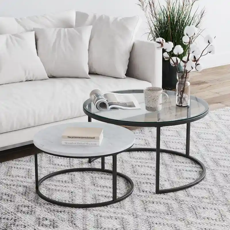 Nathan James Stella Round Nesting Coffee Table Set of 2