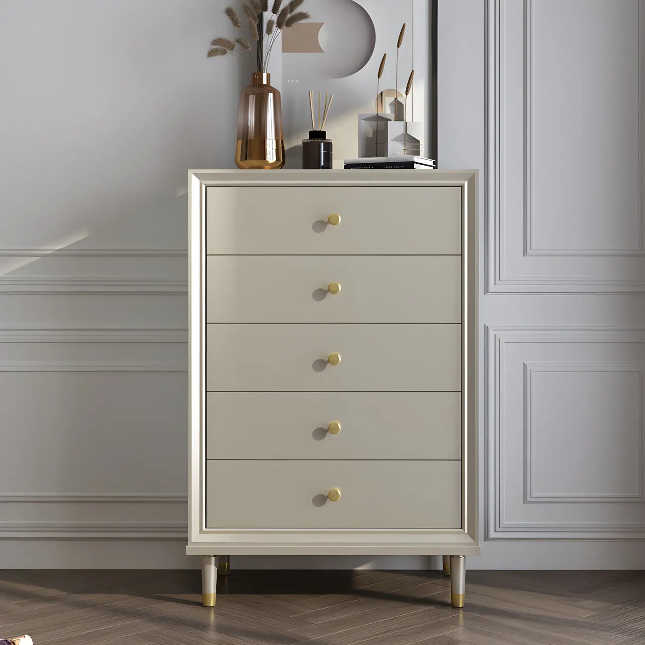 Elegant Off-White Wooden Dressers & Chests with Drawers