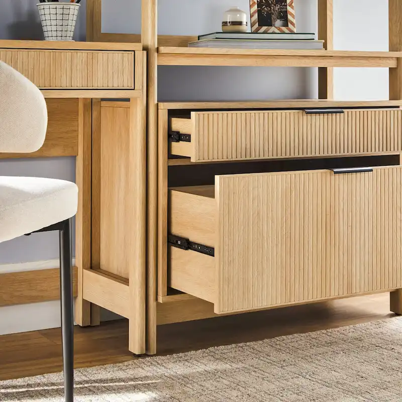 3-Piece Writing Desk Set with 2 Wide Bookcases