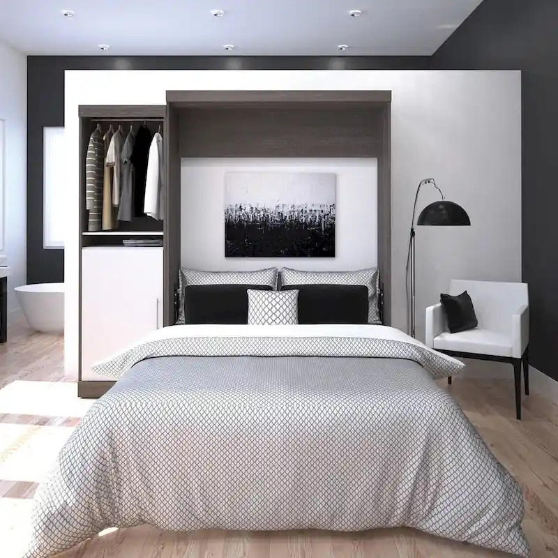 Nebula Queen Murphy Bed with Closet Organizer (90W) by Bestar