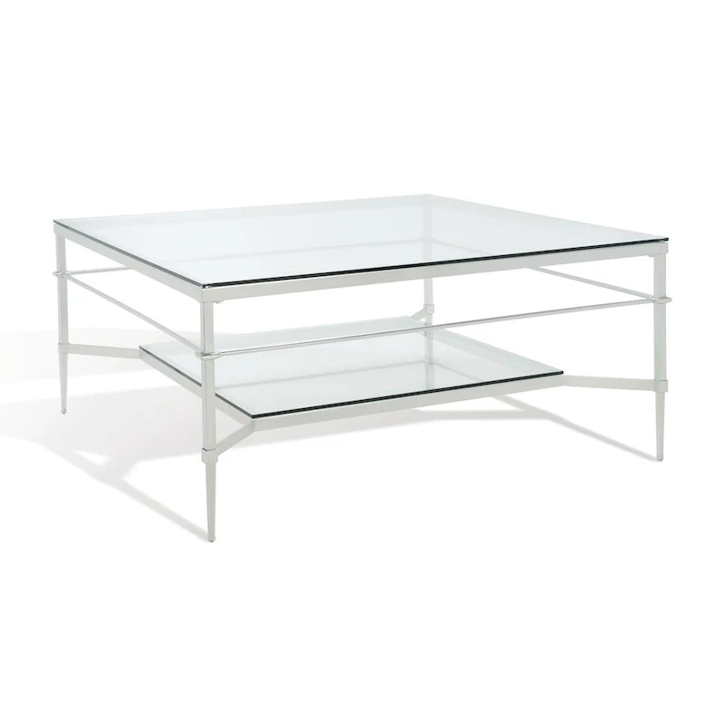 Leaf Cocktail Table with Glass Shelf, 43