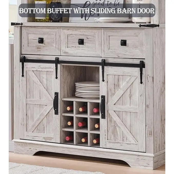 Farmhosue Bar Cabinet, Kitchen Buffet, Coffee Bar Sideboard Table