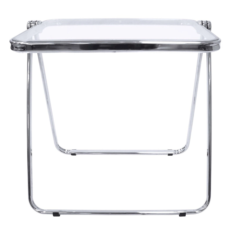LeisureMod Lawrence Square Plastic Folding End Table with Iron Frame