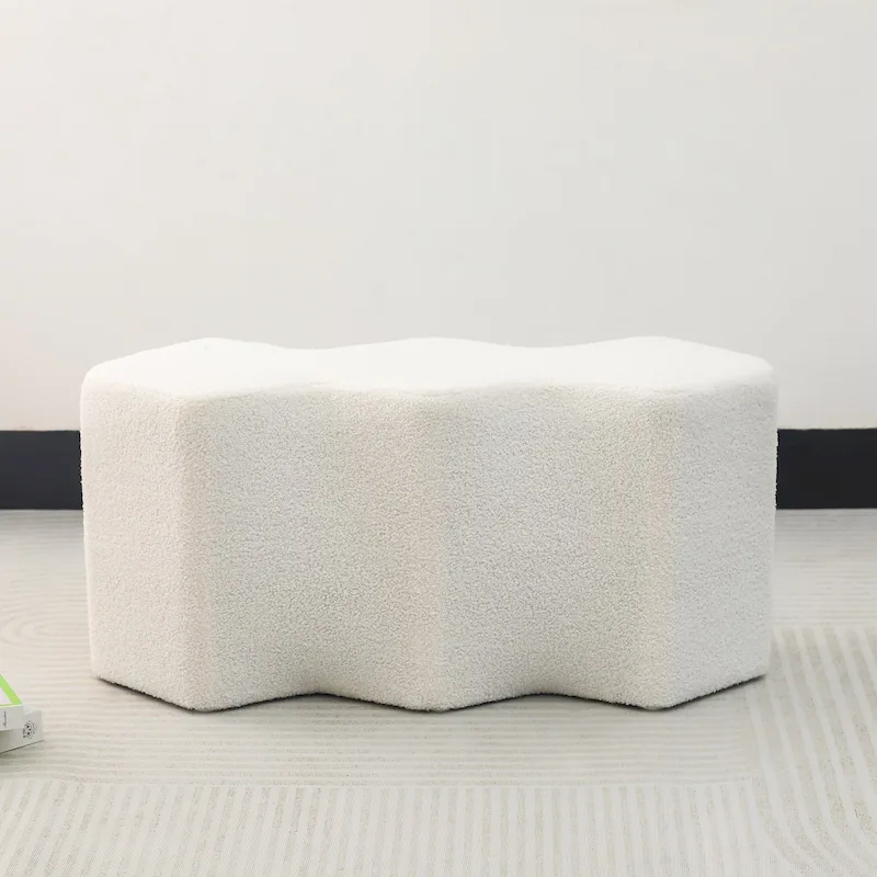 Adeco 35   Long Ottoman Bench Velvet Polygon Foot Stool