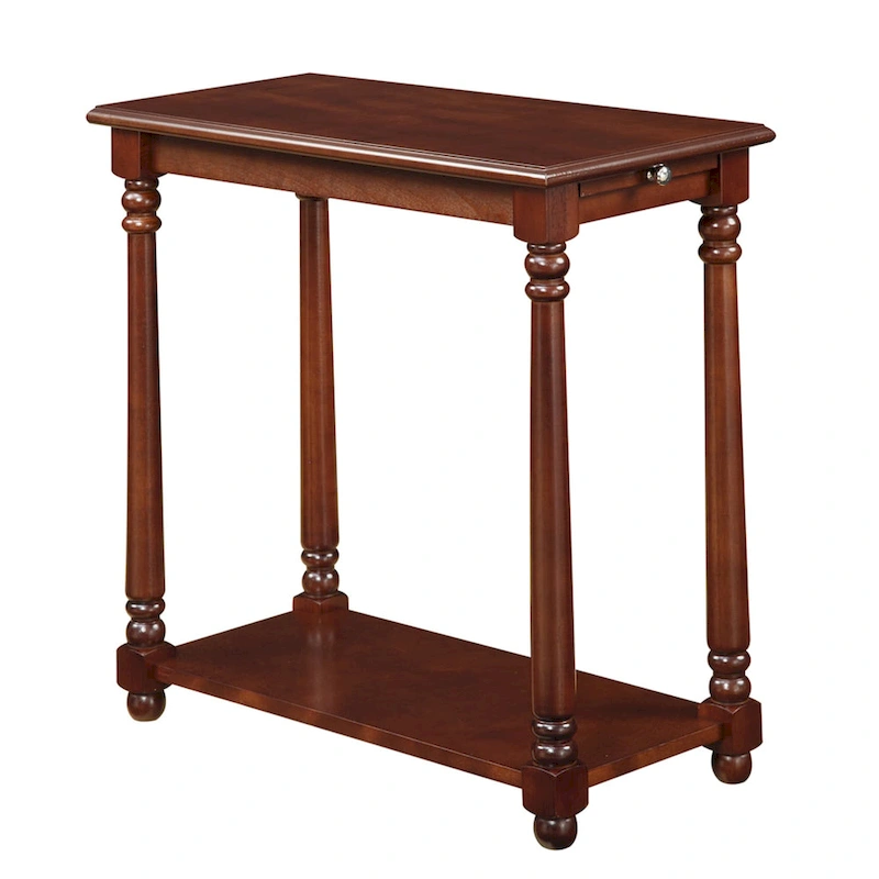 Convenience Concepts French Country Regent Chairside End Table with Pull-Out Shelf