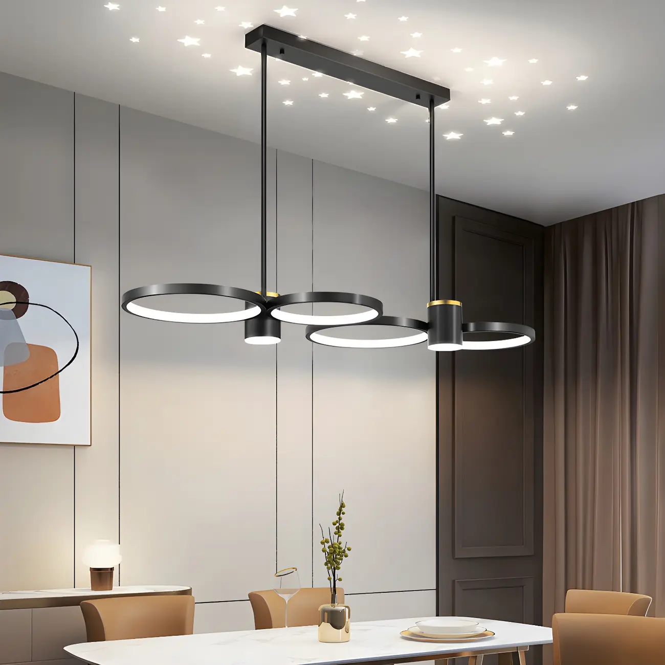 Modern Black Ring Dimming Pendant Light