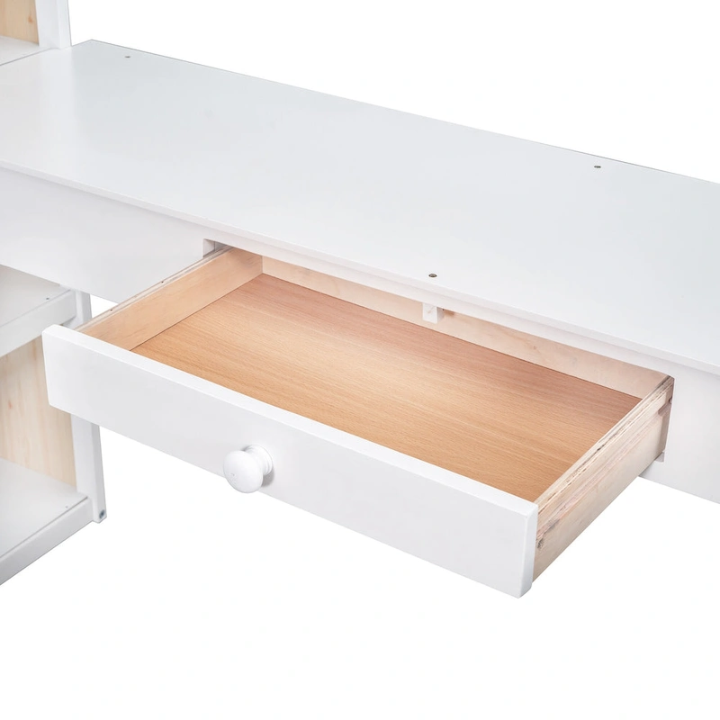 Loft Bed with Desk and Shelves