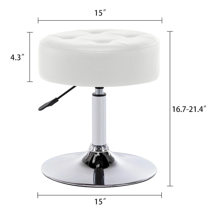 Adjustable Height Round Ottoman Swivel Vanity Stool