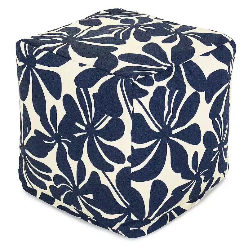 Cube Pouf Ottoman, Plantation Pattern, 17