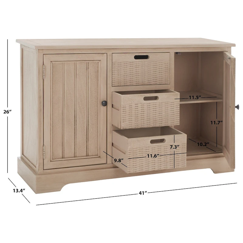 SAFAVIEH Cilla 2-Drawer And 3 Removable Baskets - 39.8 W x 12.5 L x 29.5 H - 41Wx13Dx26H