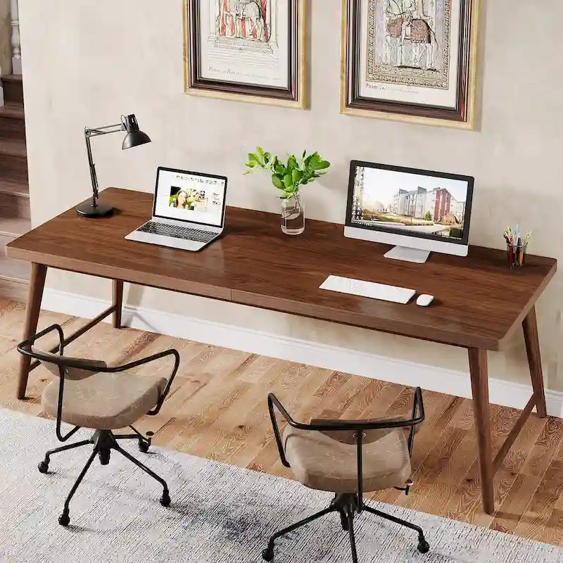 78.7 Extra Long 2-Person Wood Desk with Metal Legs