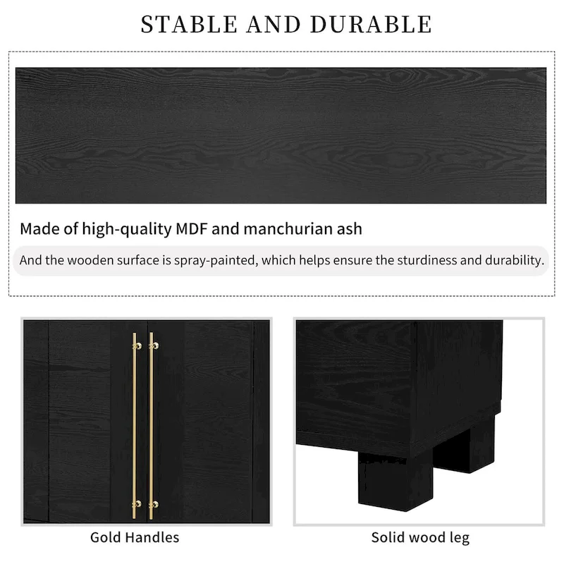 Wood Traditional Style Sideboard with Adjustable Shelves