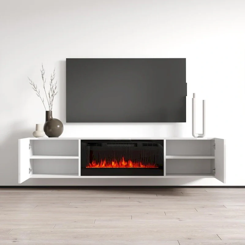 Cali EF Wall Mounted Electric Fireplace Modern 72 TV Stand