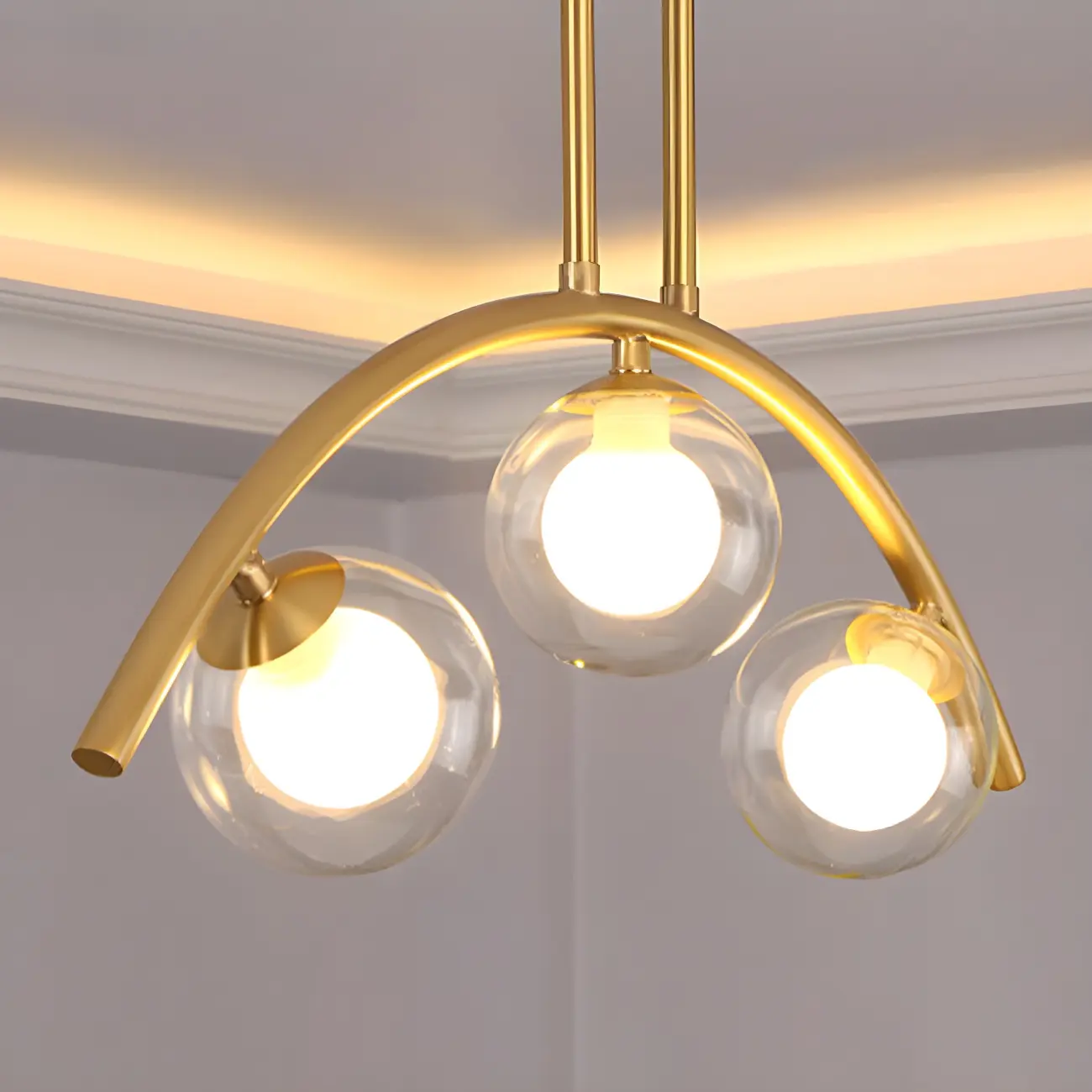Trendy Modern Gold Arc Multi-Light Island Pendant