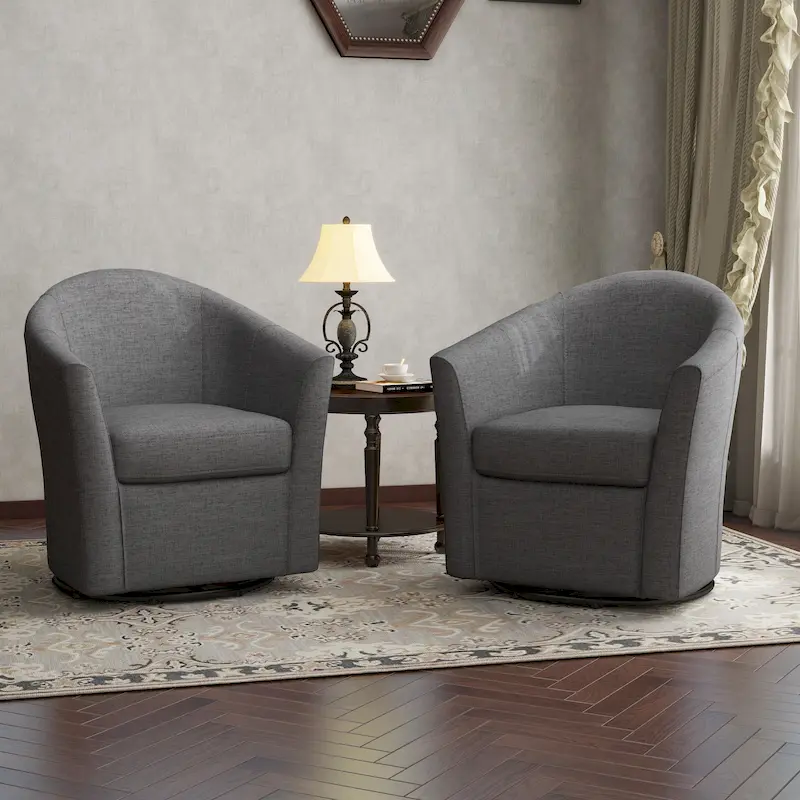 Swivel Accent Chair with Metal Base - 30.7W x 29.9H x 27.5D