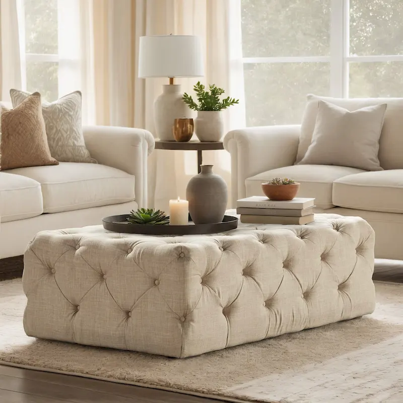Gdansk Rectangular Tufted Ottoman with Casters