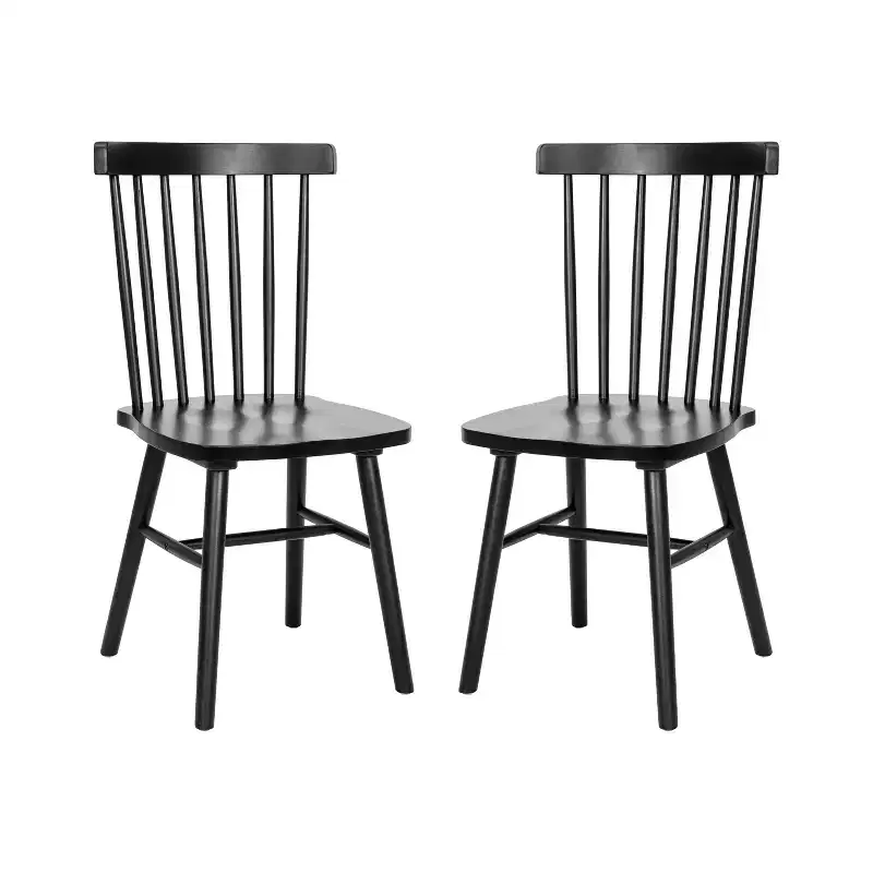 Flash Furniture Ingrid Set of 2 Commercial Grade Windsor Dining Chairs, Solid Wood Armless Spindle Back Restaurant Dining Chairs