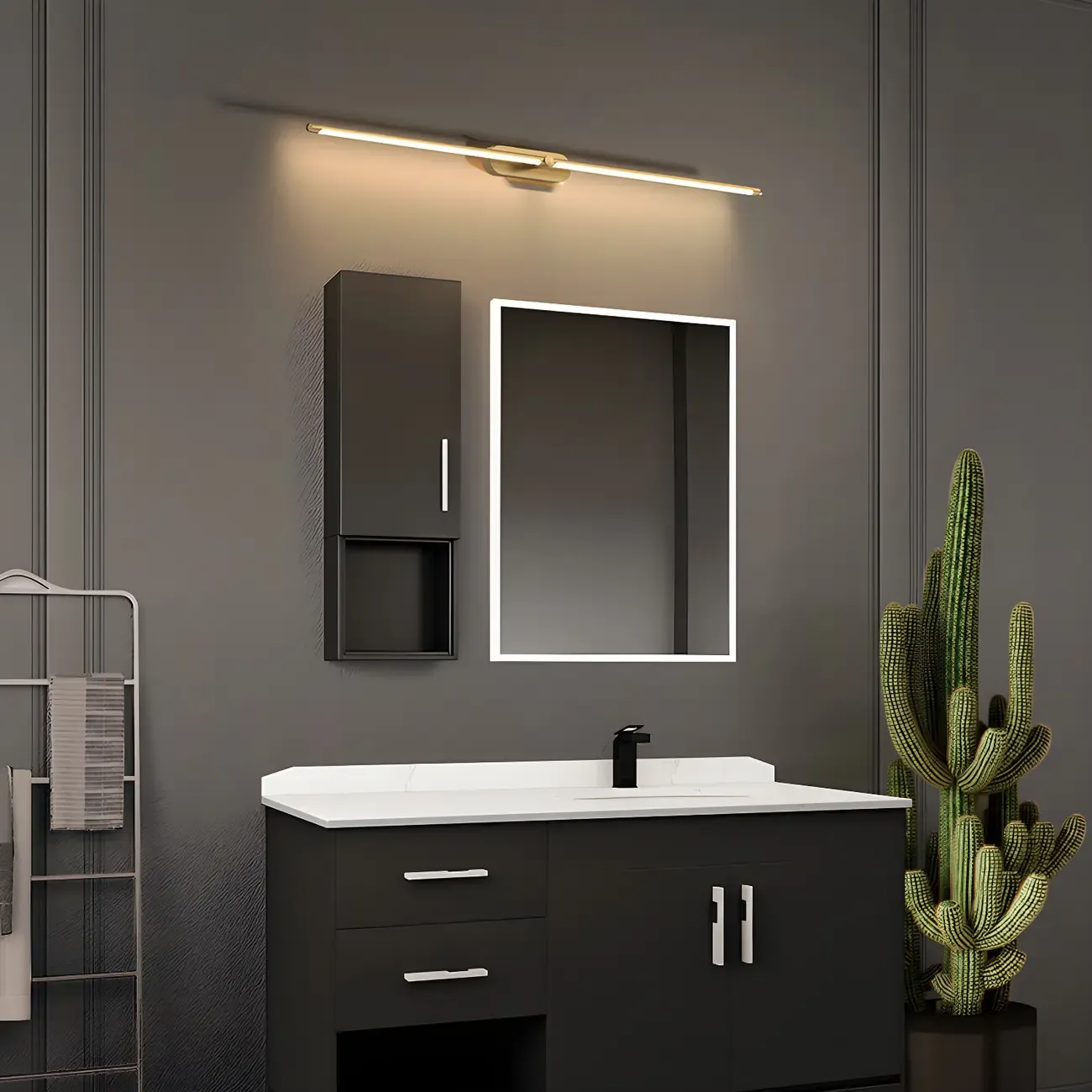 Modern Brass Vanity Light with Integrated LED for Bathroom