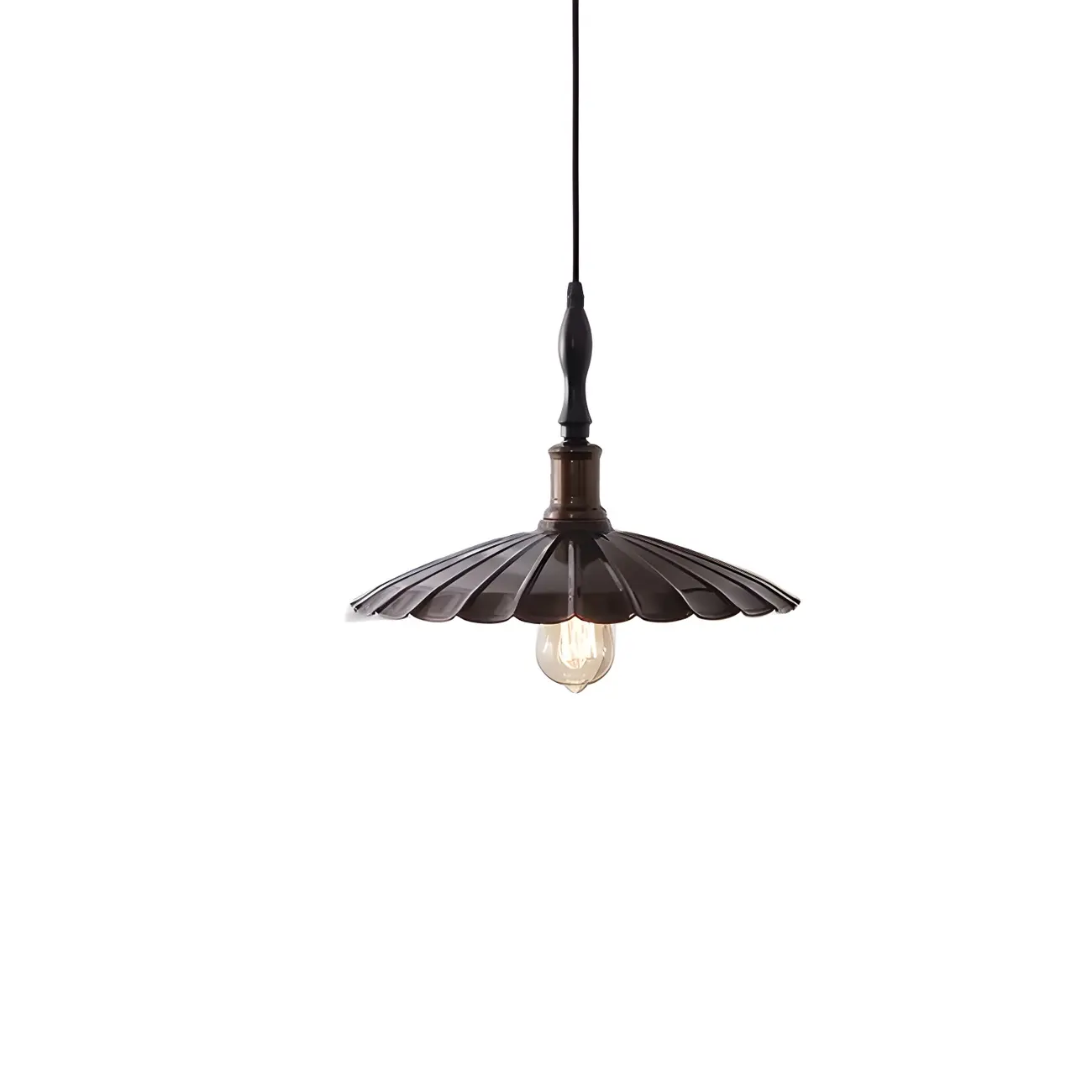 Brown Iron Fluted Cone Round Pendant Light