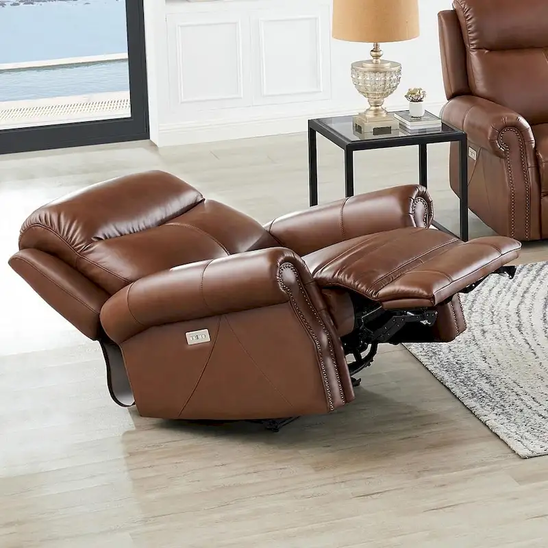 Hydeline Royce Zero Gravity Power Recline and Headrest Top Grain Leather Recliner