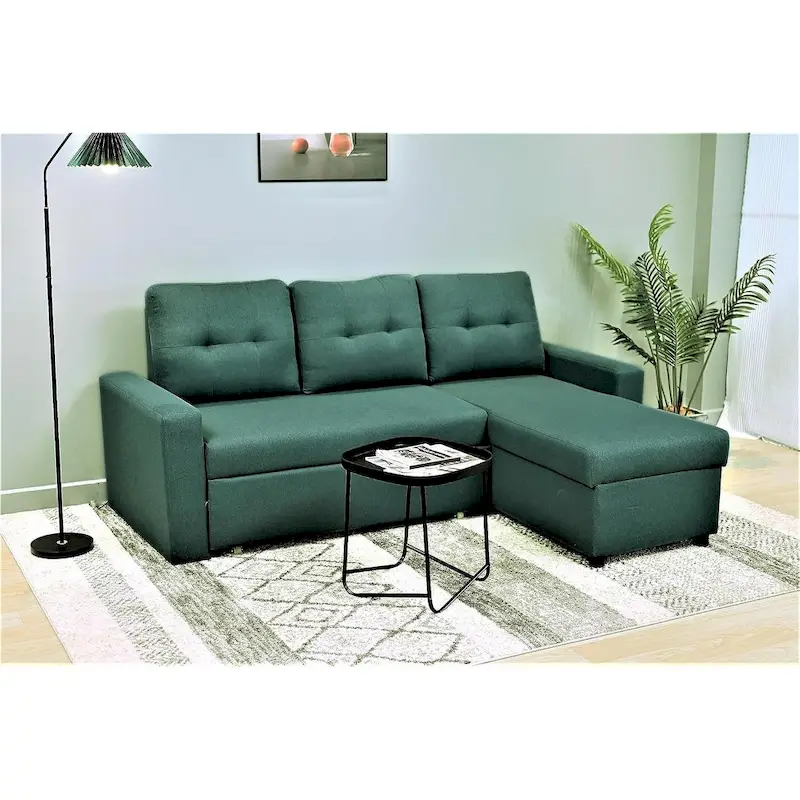 US Pride Furniture 79.92 inch Convertible L-Shaped Sectional Sleeper Sofa Bed Stylish Apartment Furniture