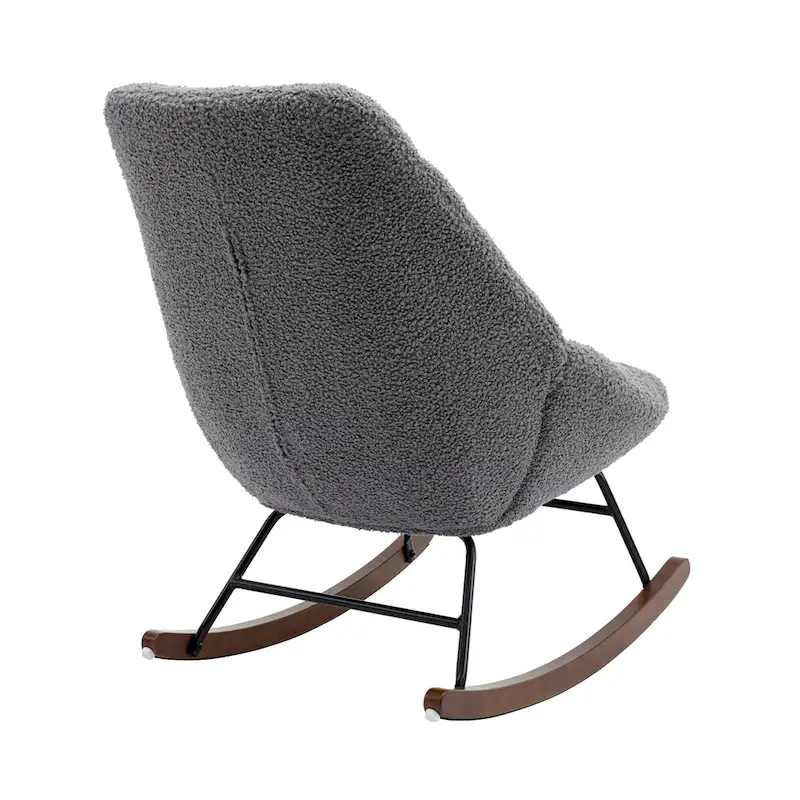 Tufted Upholstered Padded Seat Rocking Chair-Boucle
