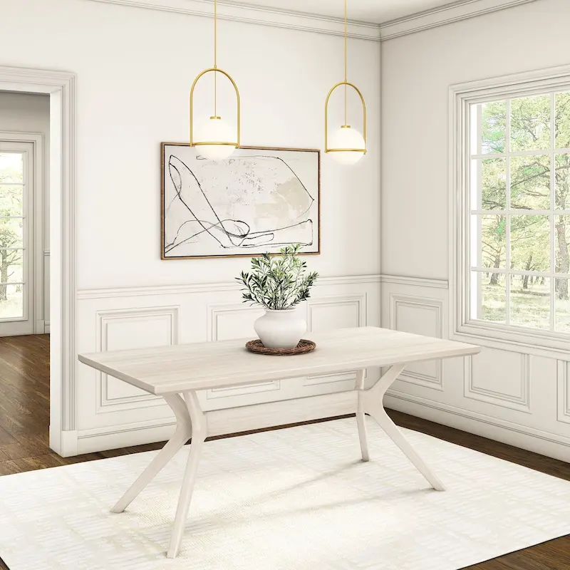 Cross Leg Rectangular Dining Table 72" – Seats 6 – White / Pecan / Walnut / Black