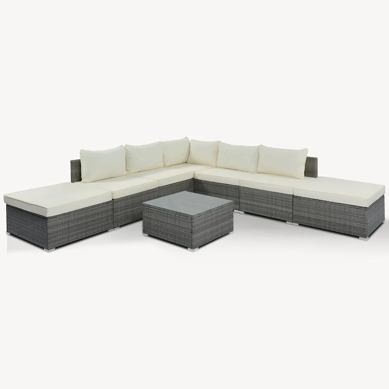 8-Piece Wicker Modular Sectional Sofa Set with Coffee Table