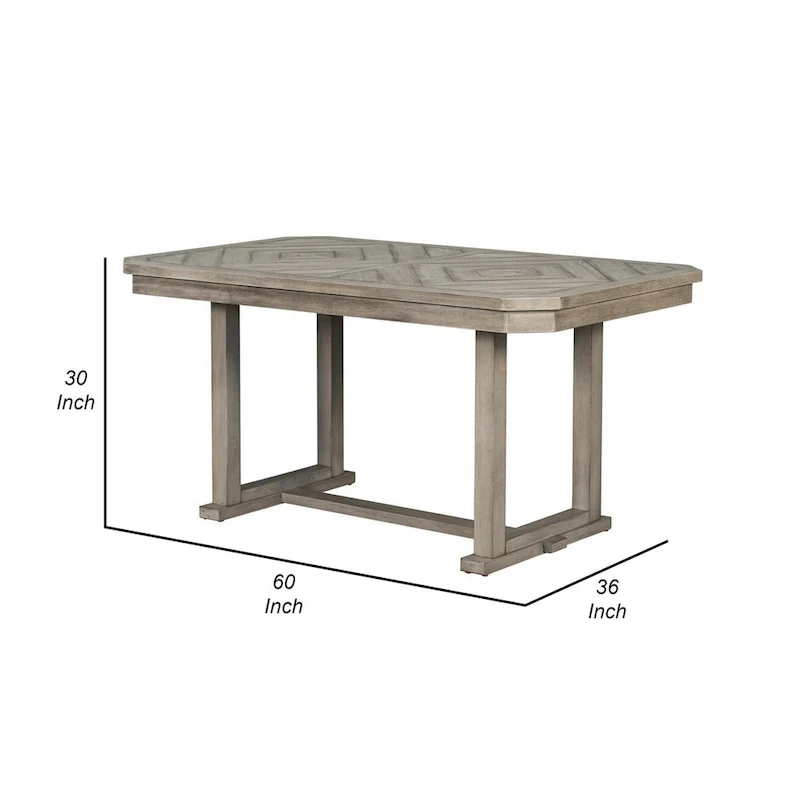 Lais 60 Inch Dining Table, Rectangular, Diamond Wood Grain Pattern, Gray