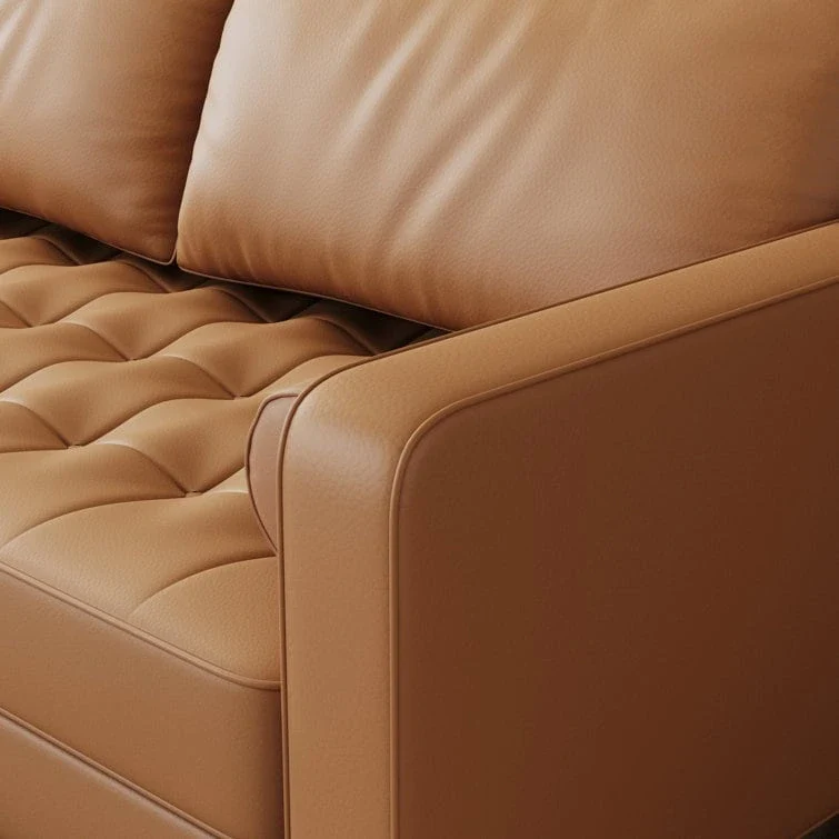 70-Inch Faux Leather Tufted Sofa