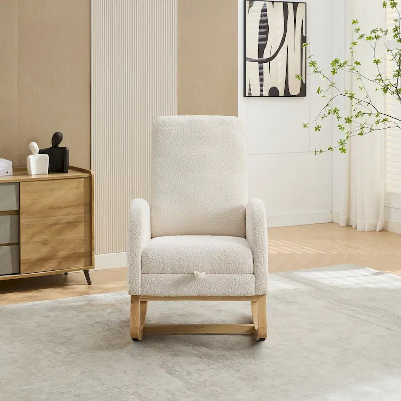 Living Room Rocking Accent Chair with Retractable Footrest