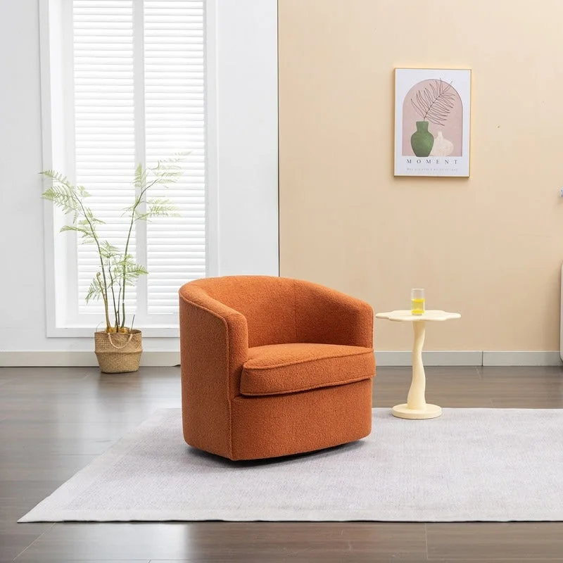 SEYNAR Modern Boucle Upholstered 360 Degree Swivel Accent Club Chair