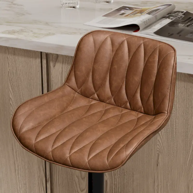 Art Leon Swivel and Adjustable PU Leather Barstool (Set of 2)