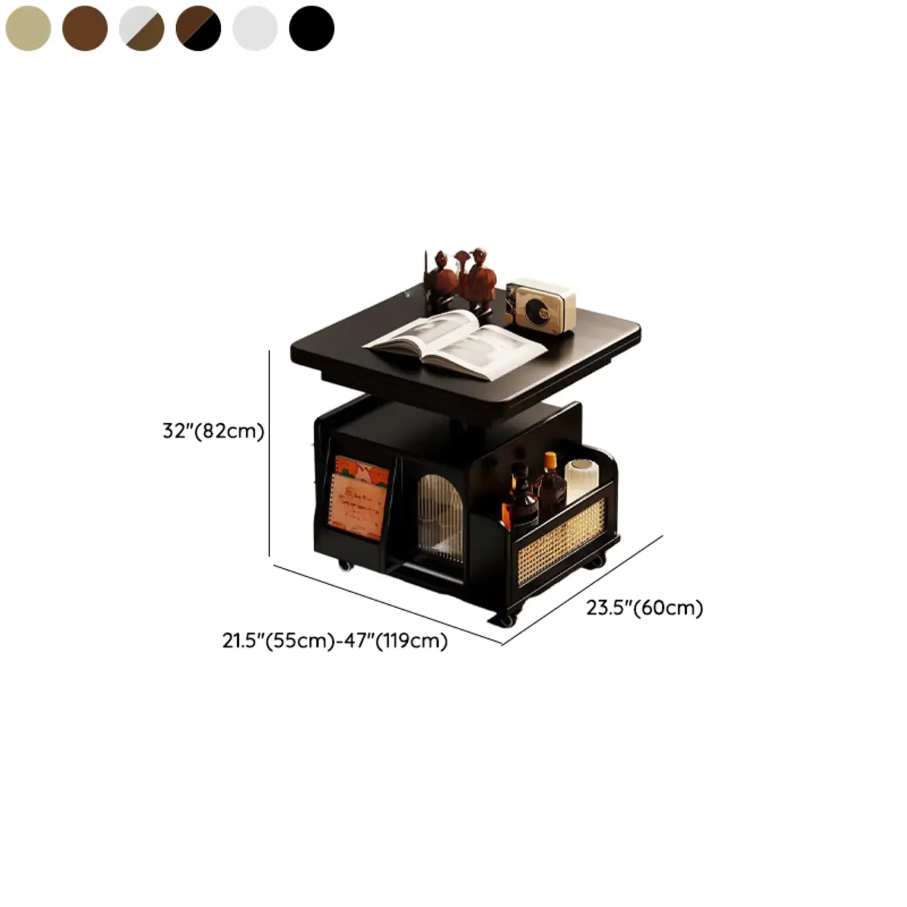 Multi-functional Modern Wood Coffee Table with Wheels