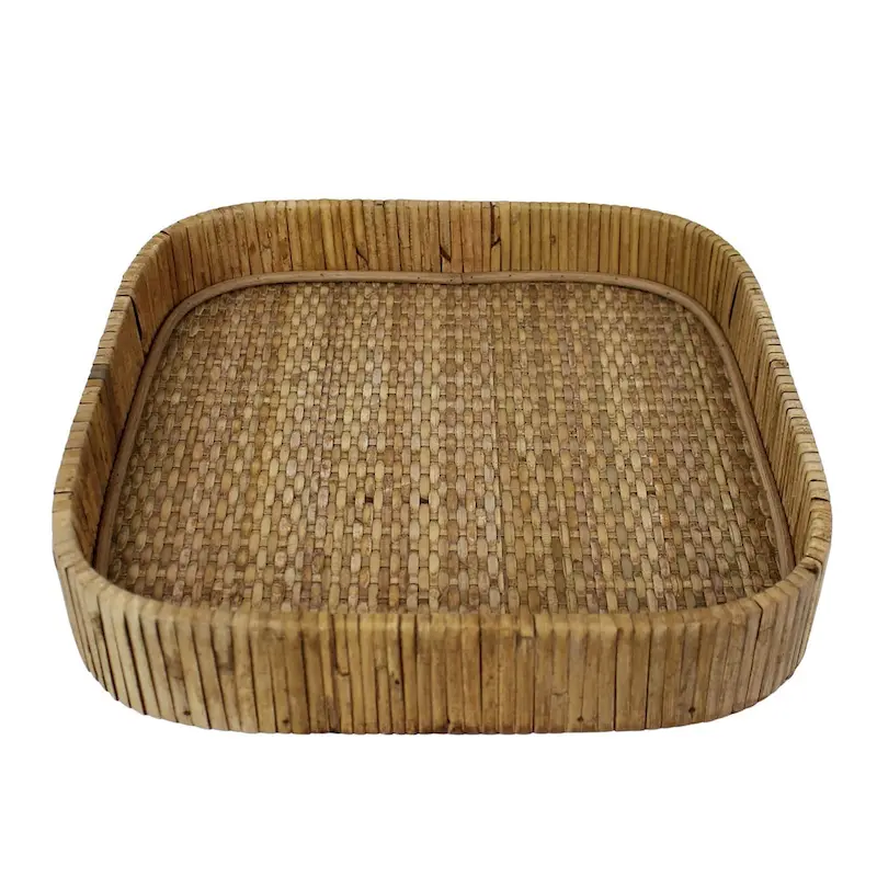 HomeRoots 11  Natural Square Bamboo Handmade Serving Tray