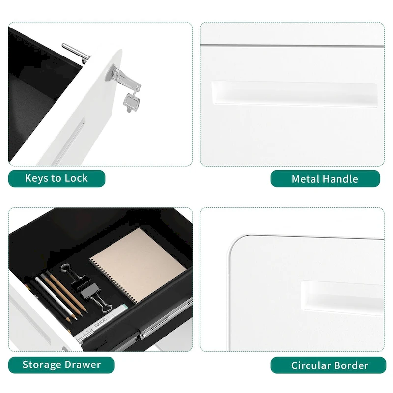 Modern 24.8 2-drawer Rolling Locking Steel File Cabinet